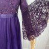 10-309.jpg Ayse Melek Tasarim Chiffon Lace Gown 44 Beaded Purple Bell Sleeve Empire Waist