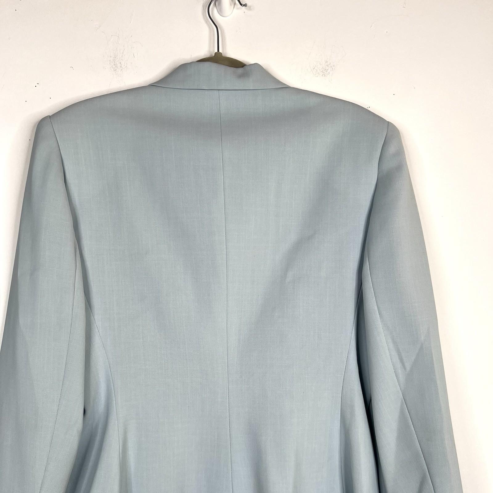 LARRY LEVINE Vtg Double Breasted Pant Suit Size 12 Powder Blue Business Career