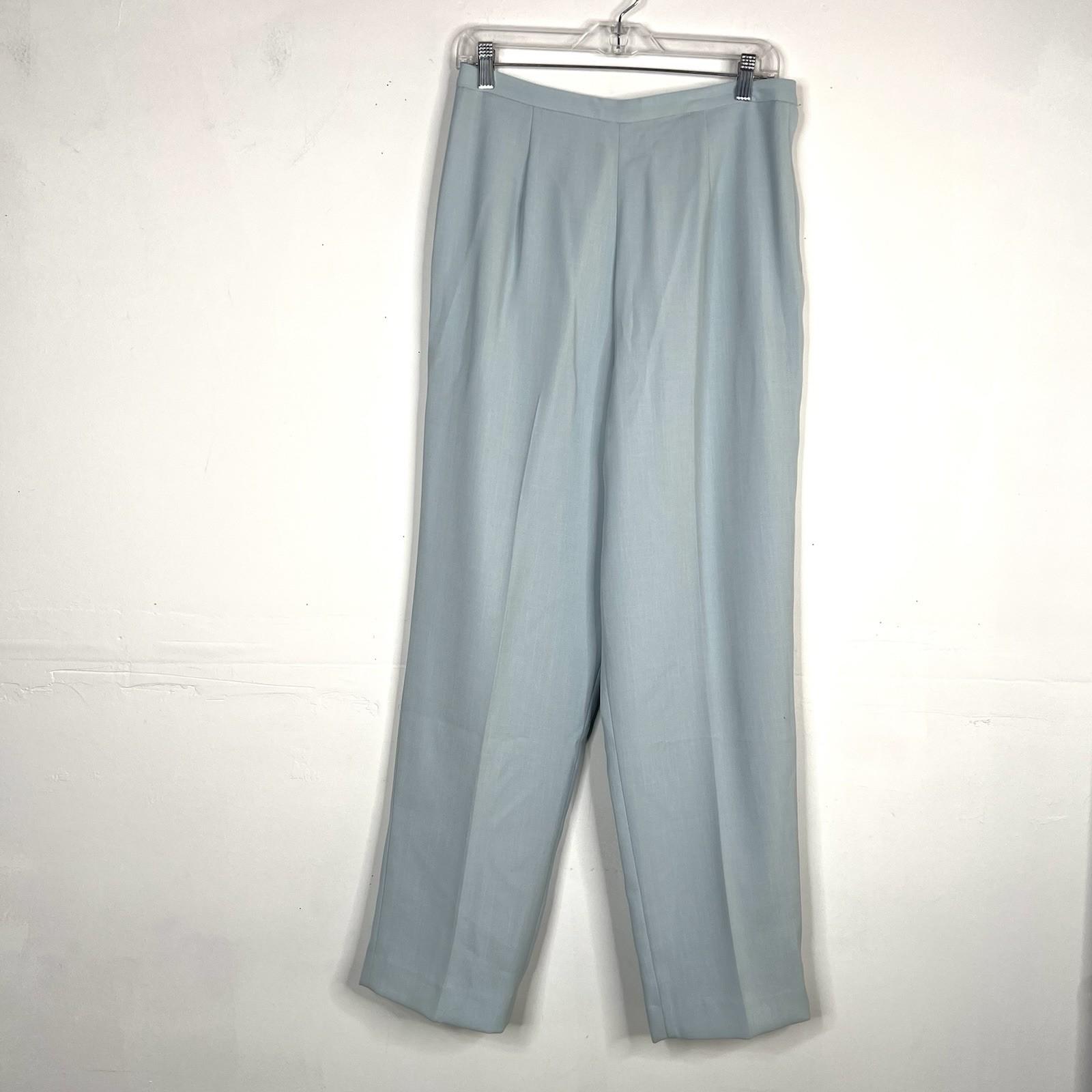 LARRY LEVINE Vtg Double Breasted Pant Suit Size 12 Powder Blue Business Career