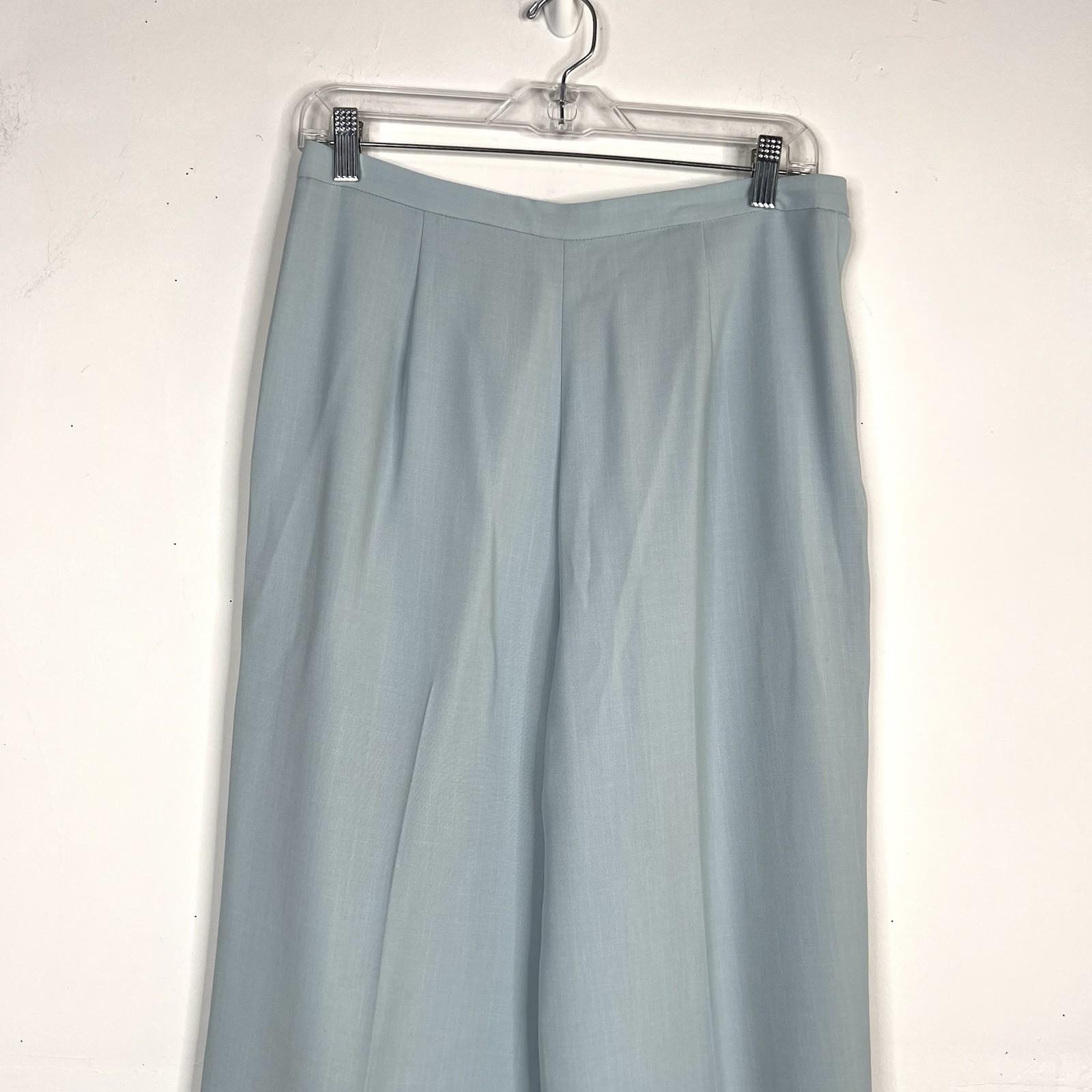 LARRY LEVINE Vtg Double Breasted Pant Suit Size 12 Powder Blue Business Career