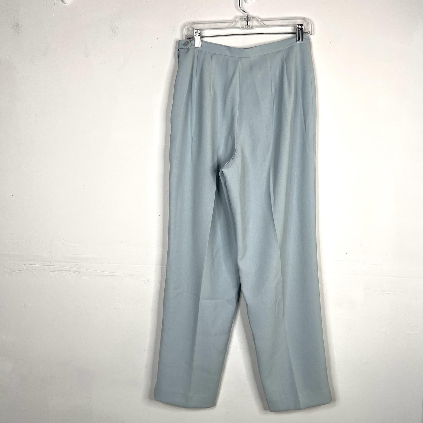 LARRY LEVINE Vtg Double Breasted Pant Suit Size 12 Powder Blue Business Career