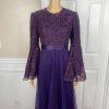 10-310.jpg Ayse Melek Tasarim Chiffon Lace Gown 44 Beaded Purple Bell Sleeve Empire Waist