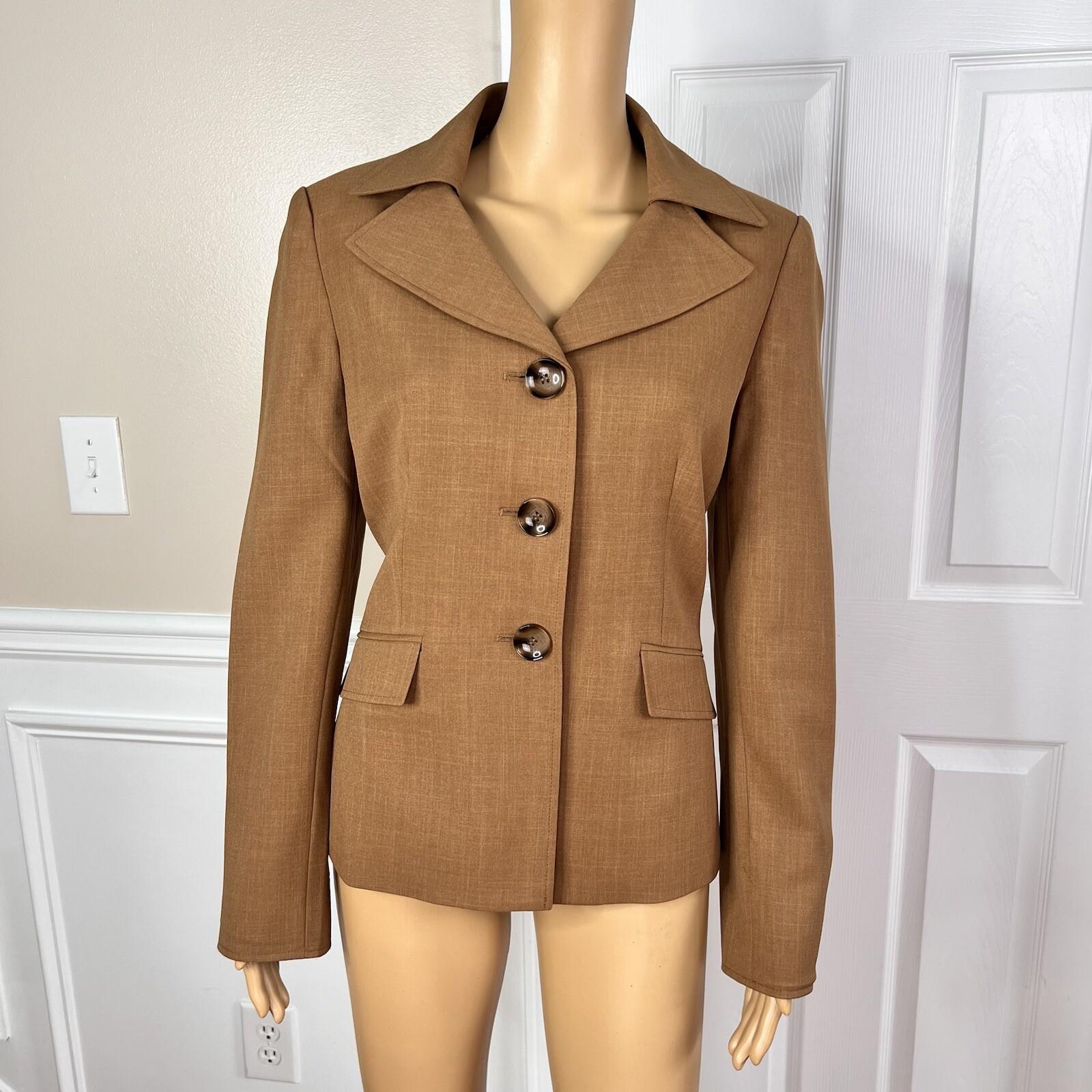 Le Suit Polyester Cinnamon Pant Suit Size 10 Lined Notch Collar Faux pockets 2PC