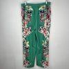 Gabrielle Union NY& Co Women Wide Leg Pants Size XL Green Floral Slacks Stretch