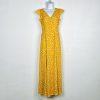 Lulus Polyester Maxi Floral Dress Size M Open Back Gold Flutter Sleeves Flowy