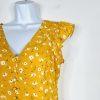 Lulus Polyester Maxi Floral Dress Size M Open Back Gold Flutter Sleeves Flowy