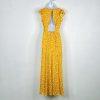 Lulus Polyester Maxi Floral Dress Size M Open Back Gold Flutter Sleeves Flowy