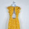 Lulus Polyester Maxi Floral Dress Size M Open Back Gold Flutter Sleeves Flowy