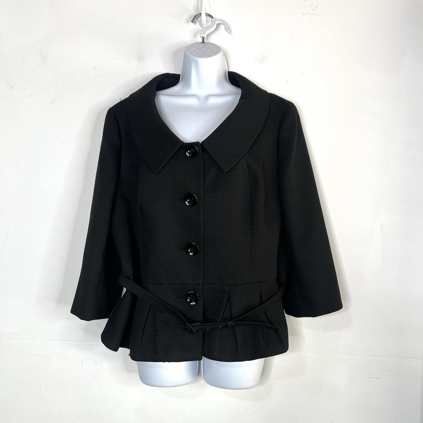 Suit Studio Women Polyester Skirt Suit 18 Black Shawl Collar Belted Pleated