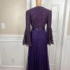 10-313.jpg Ayse Melek Tasarim Chiffon Lace Gown 44 Beaded Purple Bell Sleeve Empire Waist