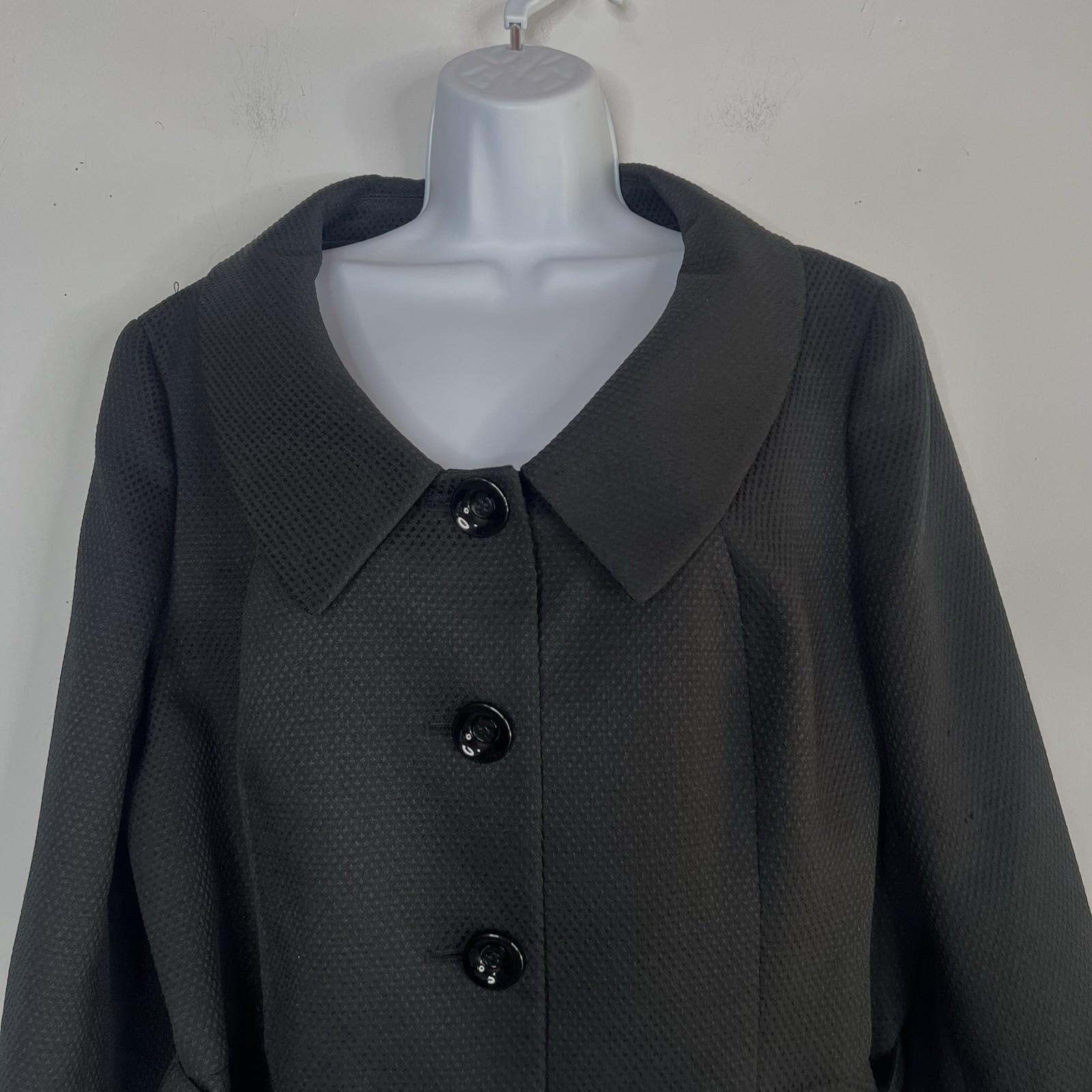 Suit Studio Women Polyester Skirt Suit 18 Black Shawl Collar Belted Pleated