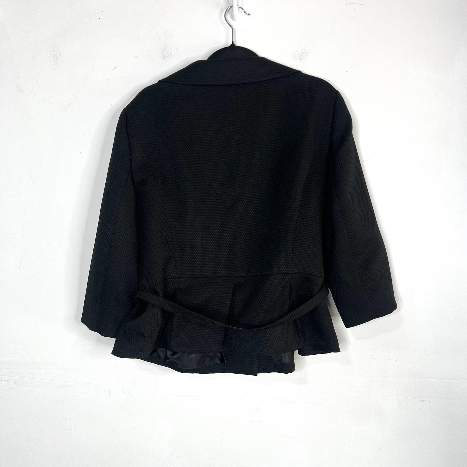Suit Studio Women Polyester Skirt Suit 18 Black Shawl Collar Belted Pleated