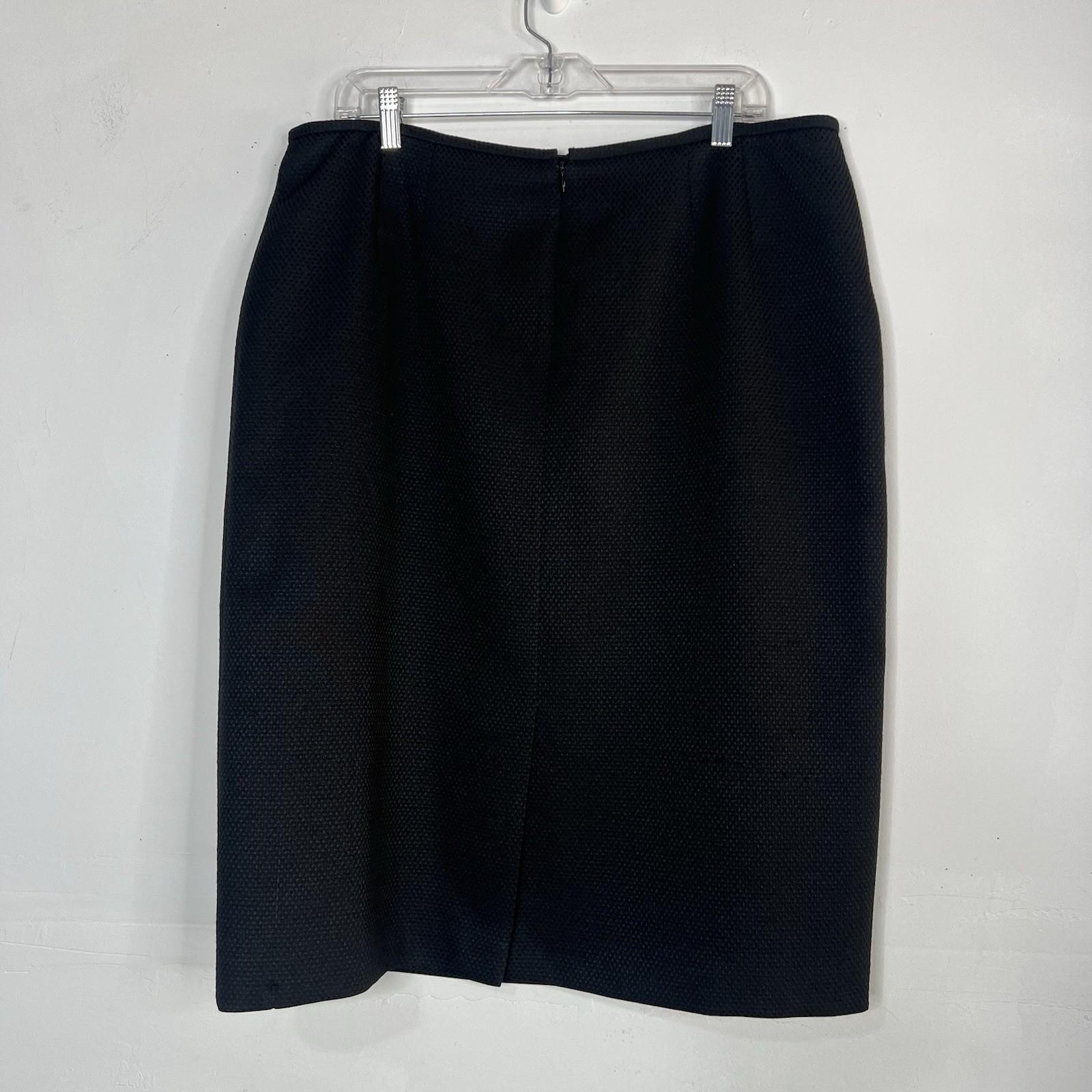 Suit Studio Women Polyester Skirt Suit 18 Black Shawl Collar Belted Pleated