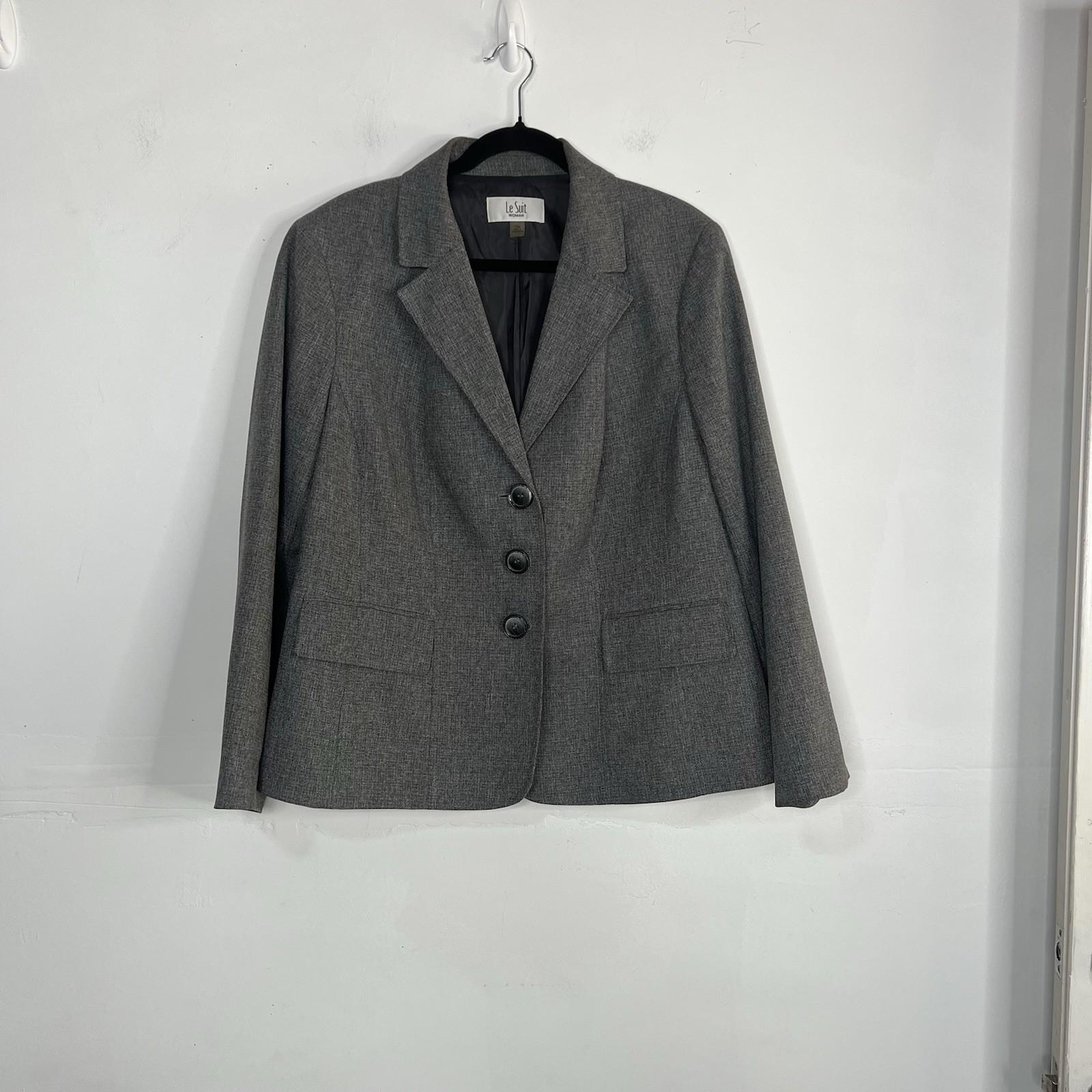 Le Suit Women Polyester Pant Suit 14W Gray Lined Career Business Classic