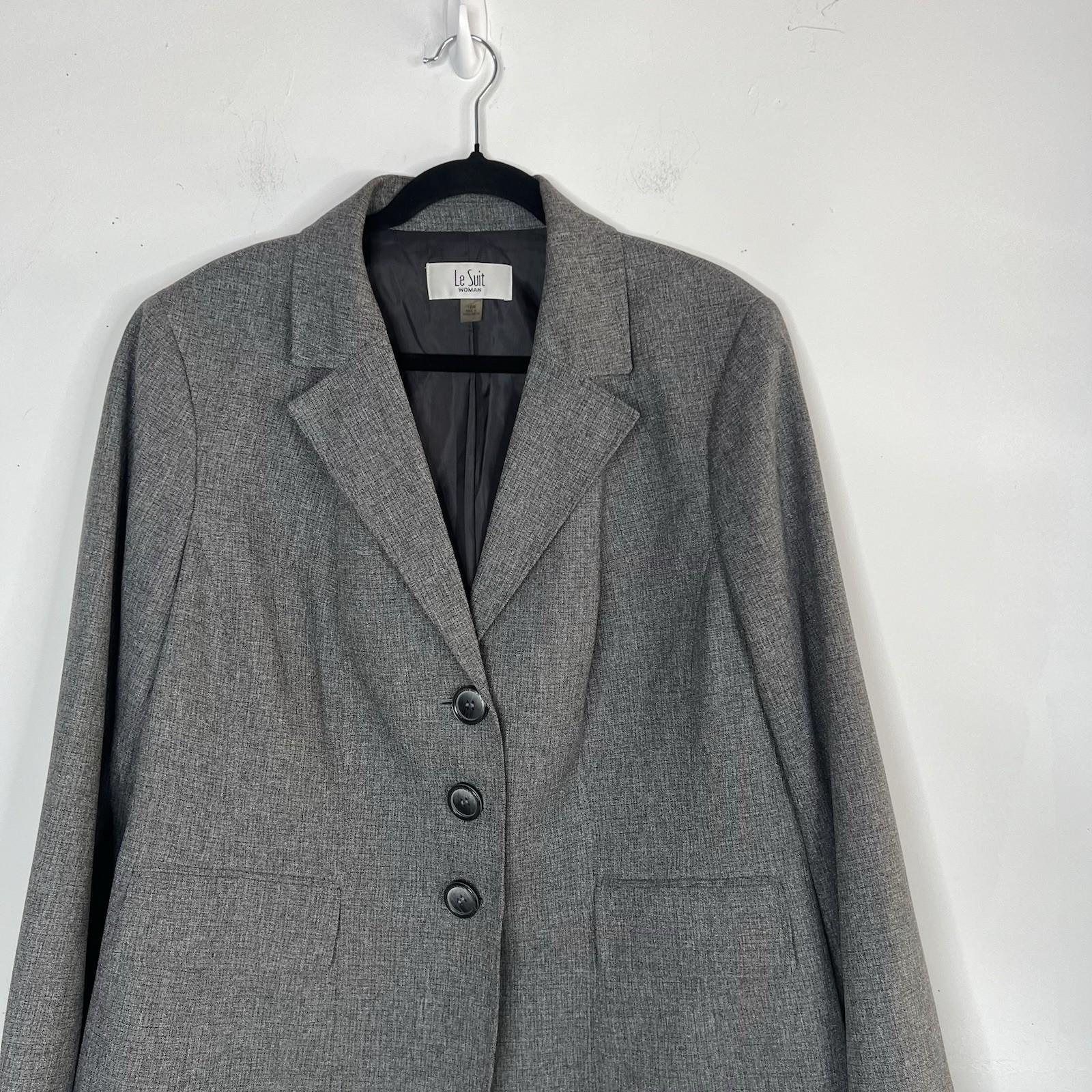Le Suit Women Polyester Pant Suit 14W Gray Lined Career Business Classic