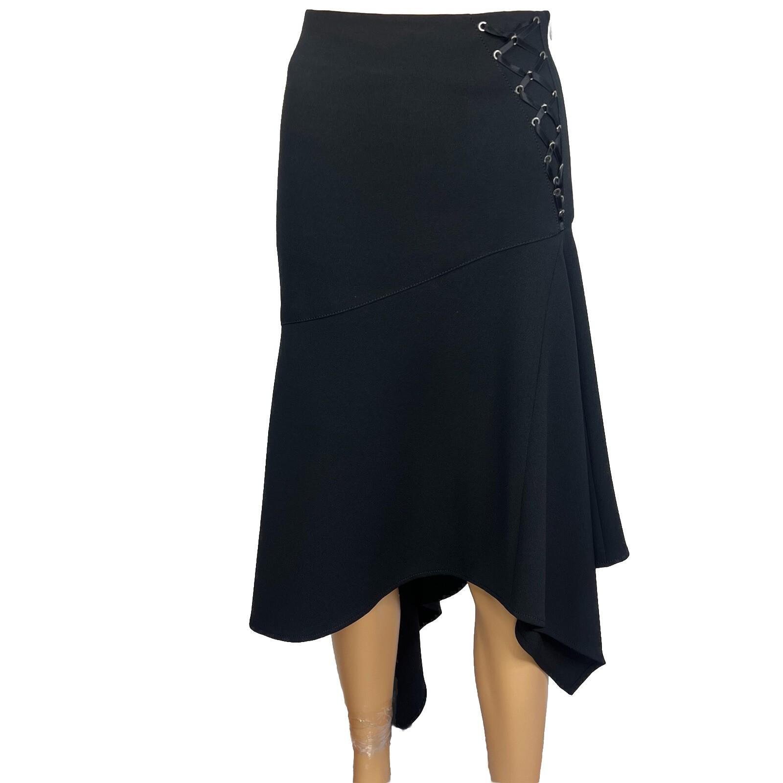 Alberto Makali Asymmetrical Skirt Size 2 Black With Details Ruffle High Low