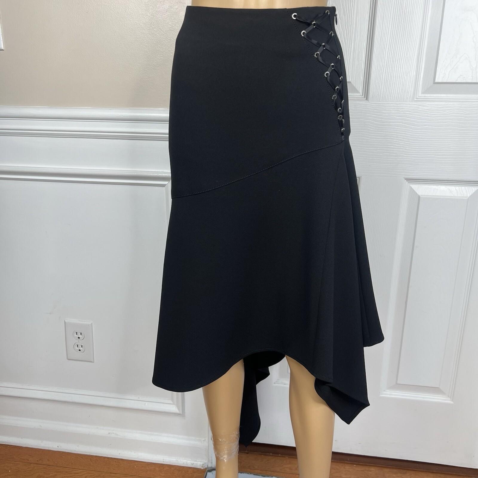 Alberto Makali Asymmetrical Skirt Size 2 Black With Details Ruffle High Low