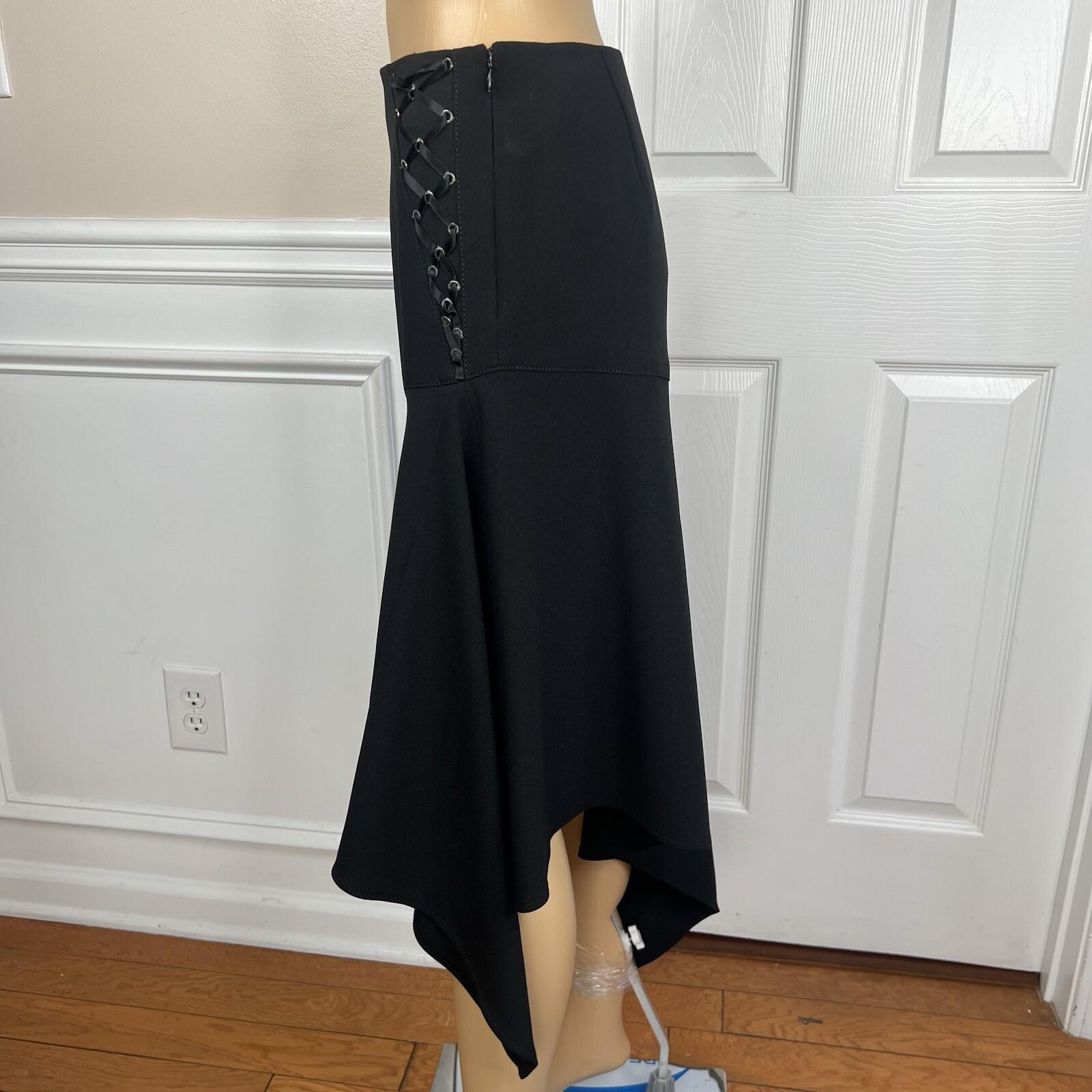 Alberto Makali Asymmetrical Skirt Size 2 Black With Details Ruffle High Low