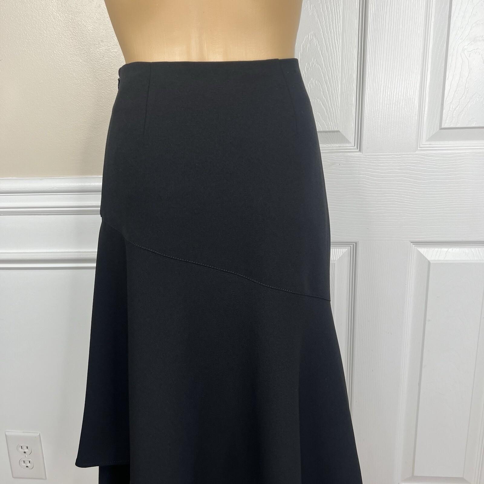 Alberto Makali Asymmetrical Skirt Size 2 Black With Details Ruffle High Low