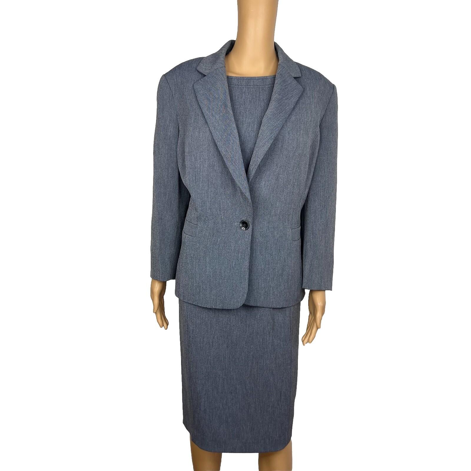 Kasper Polyester Stretch Lined Dress Size 16 Suit Size 18 Faded Blue 2PC