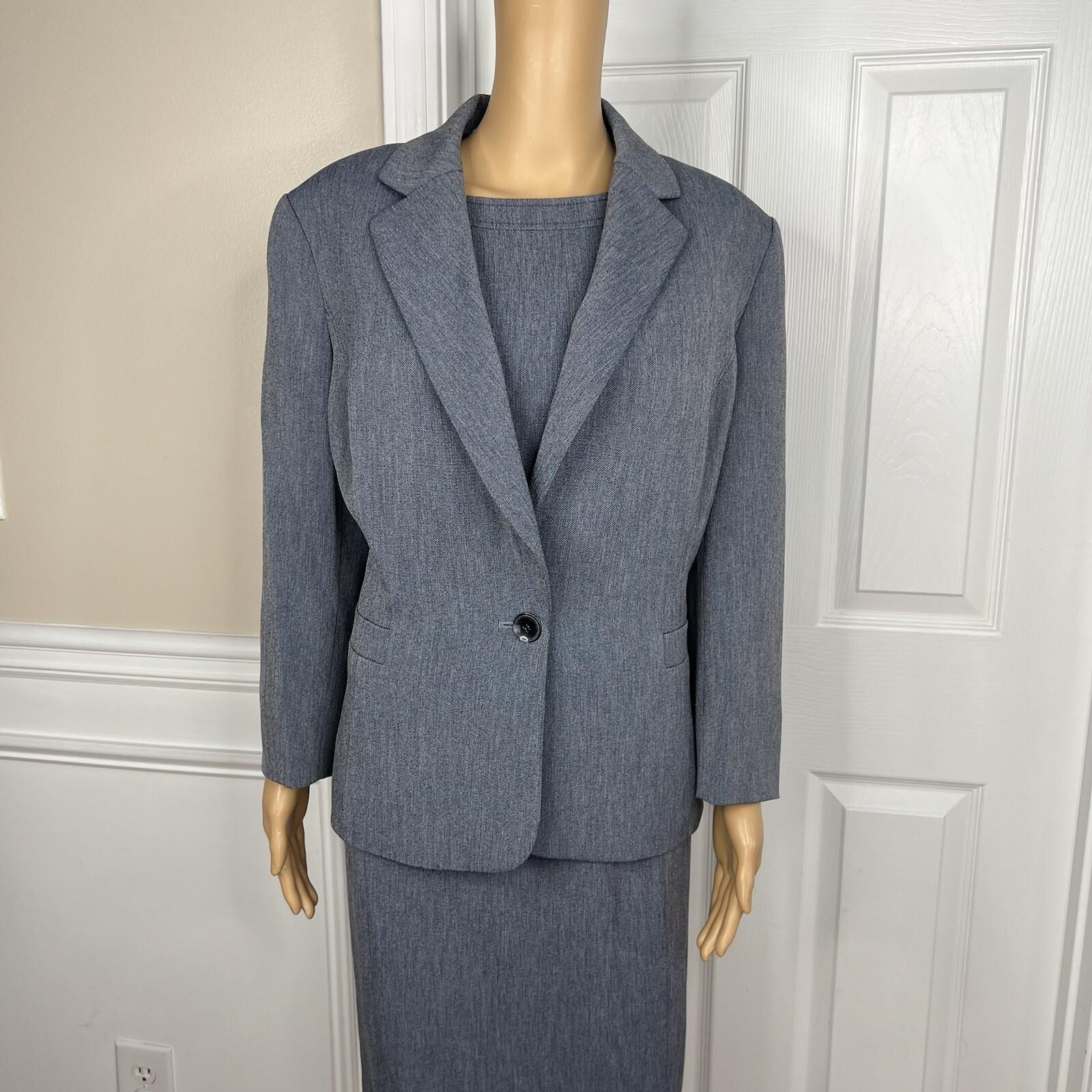 Kasper Polyester Stretch Lined Dress Size 16 Suit Size 18 Faded Blue 2PC