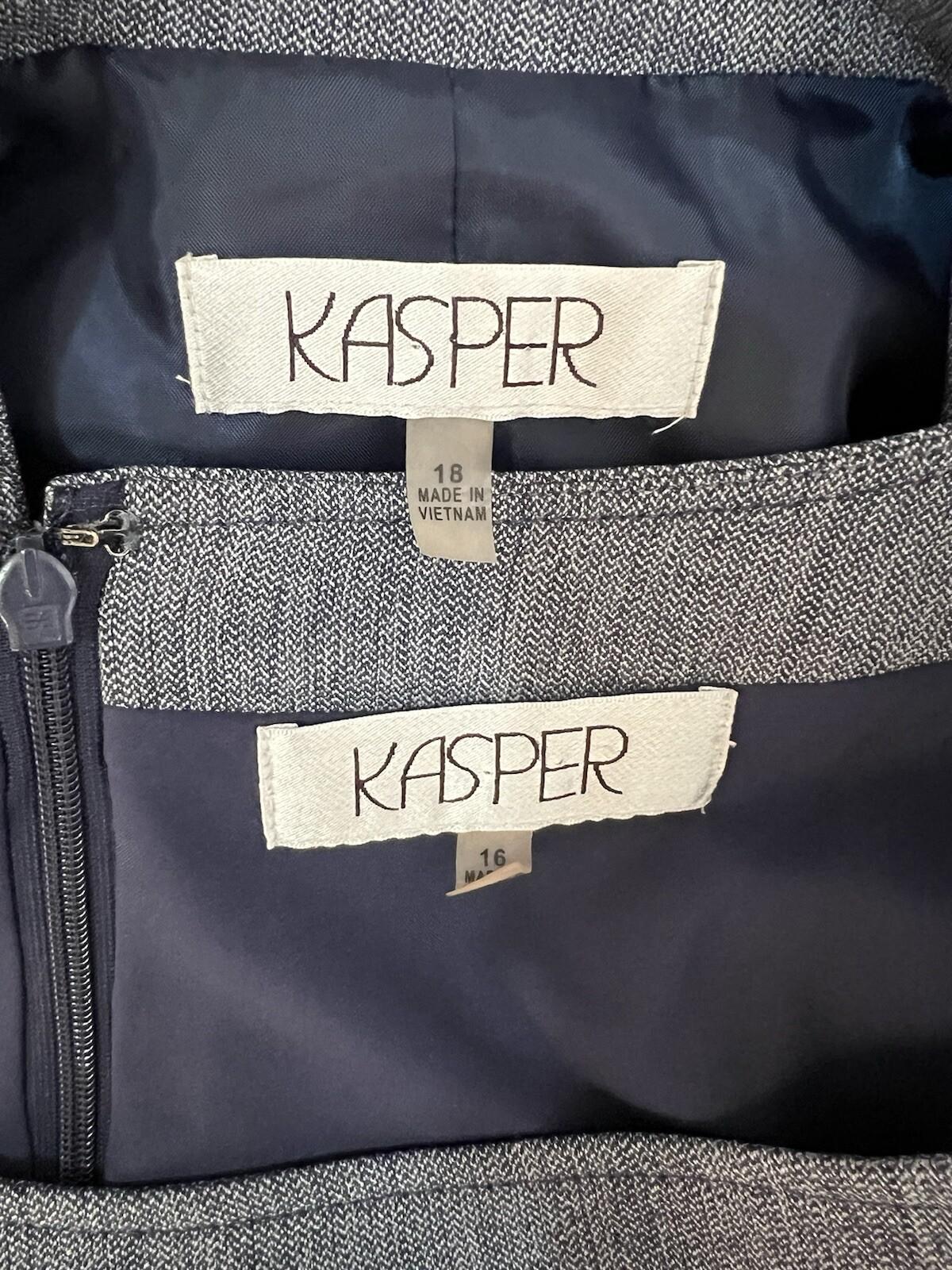 Kasper Polyester Stretch Lined Dress Size 16 Suit Size 18 Faded Blue 2PC
