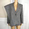 10-3167.jpg Kasper Polyester Rayon Pant Size 12P Black White Lined Notch Collar Career 2PC