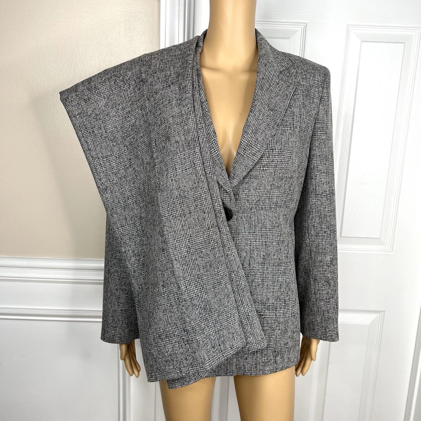 10-3167.jpg Kasper Polyester Rayon Pant Size 12P Black White Lined Notch Collar Career 2PC