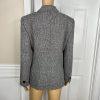 10-3171.jpg Kasper Polyester Rayon Pant Size 12P Black White Lined Notch Collar Career 2PC