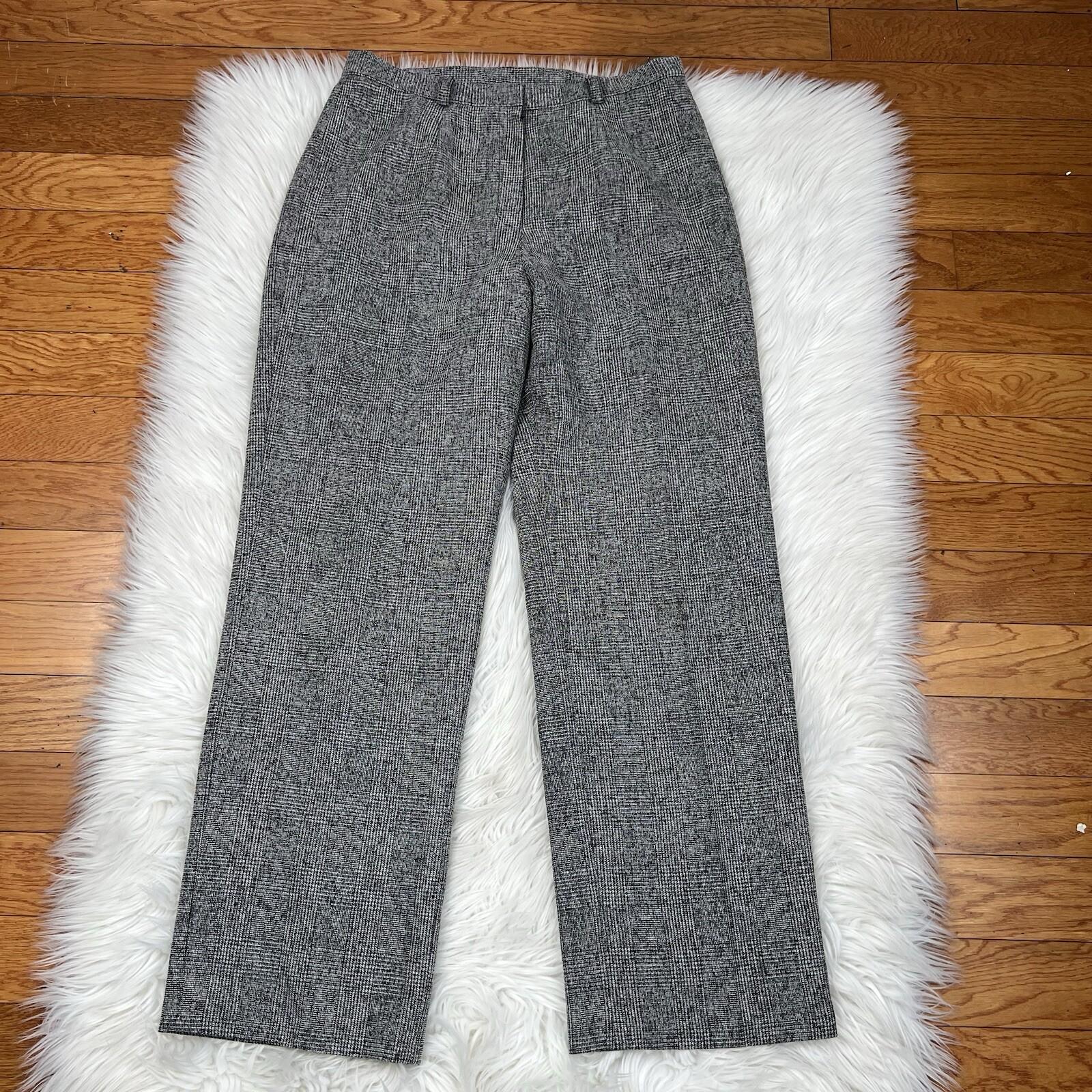 10-3173.jpg Kasper Polyester Rayon Pant Size 12P Black White Lined Notch Collar Career 2PC
