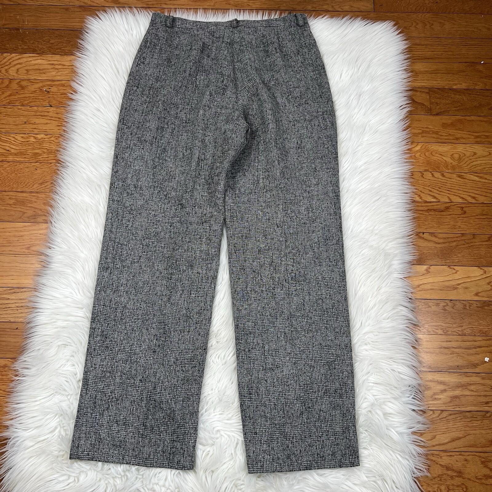 10-3176.jpg Kasper Polyester Rayon Pant Size 12P Black White Lined Notch Collar Career 2PC