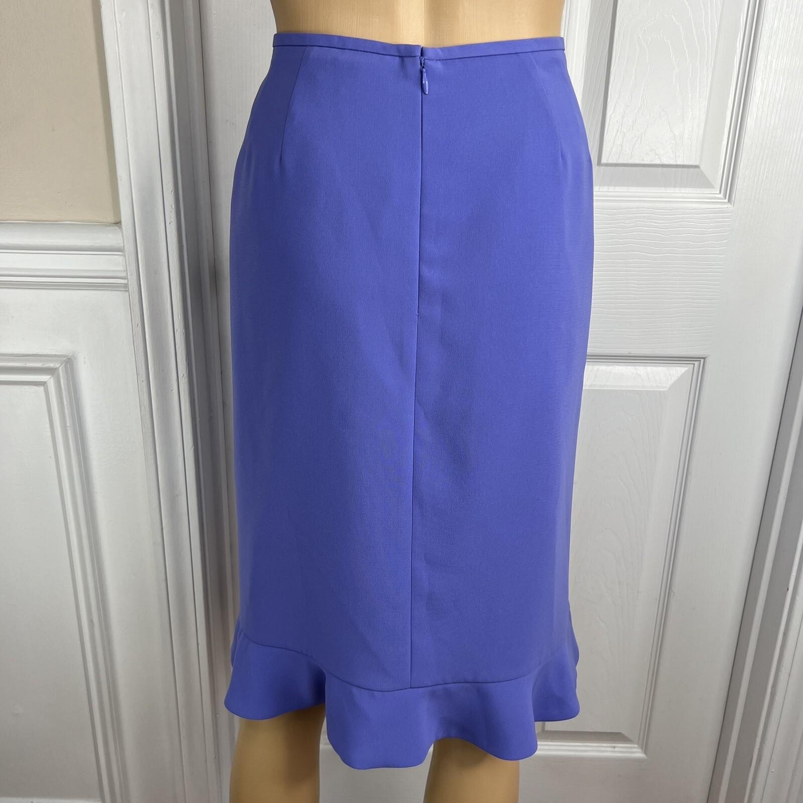 Collections Le Suit Polyester Skirt Suit Size 14P Pale Purple Ruffle Women Lined