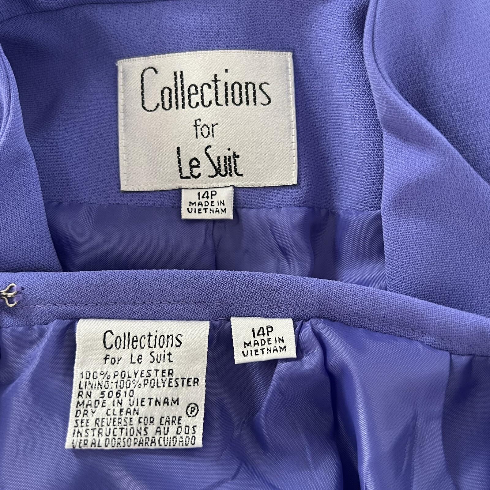 Collections Le Suit Polyester Skirt Suit Size 14P Pale Purple Ruffle Women Lined
