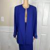 Moshita Couture Women Polyester Skirt Suit 14 Blue Beaded Lined Cocktail 2PC