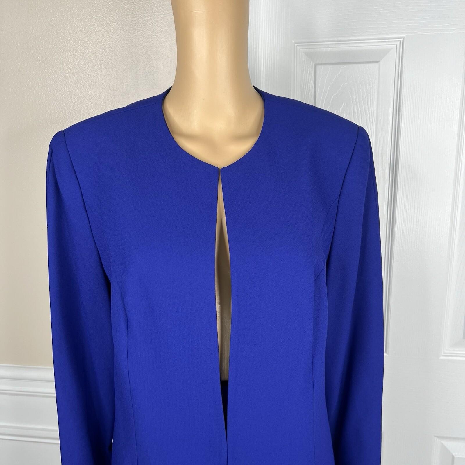 Moshita Couture Women Polyester Skirt Suit 14 Blue Beaded Lined Cocktail 2PC
