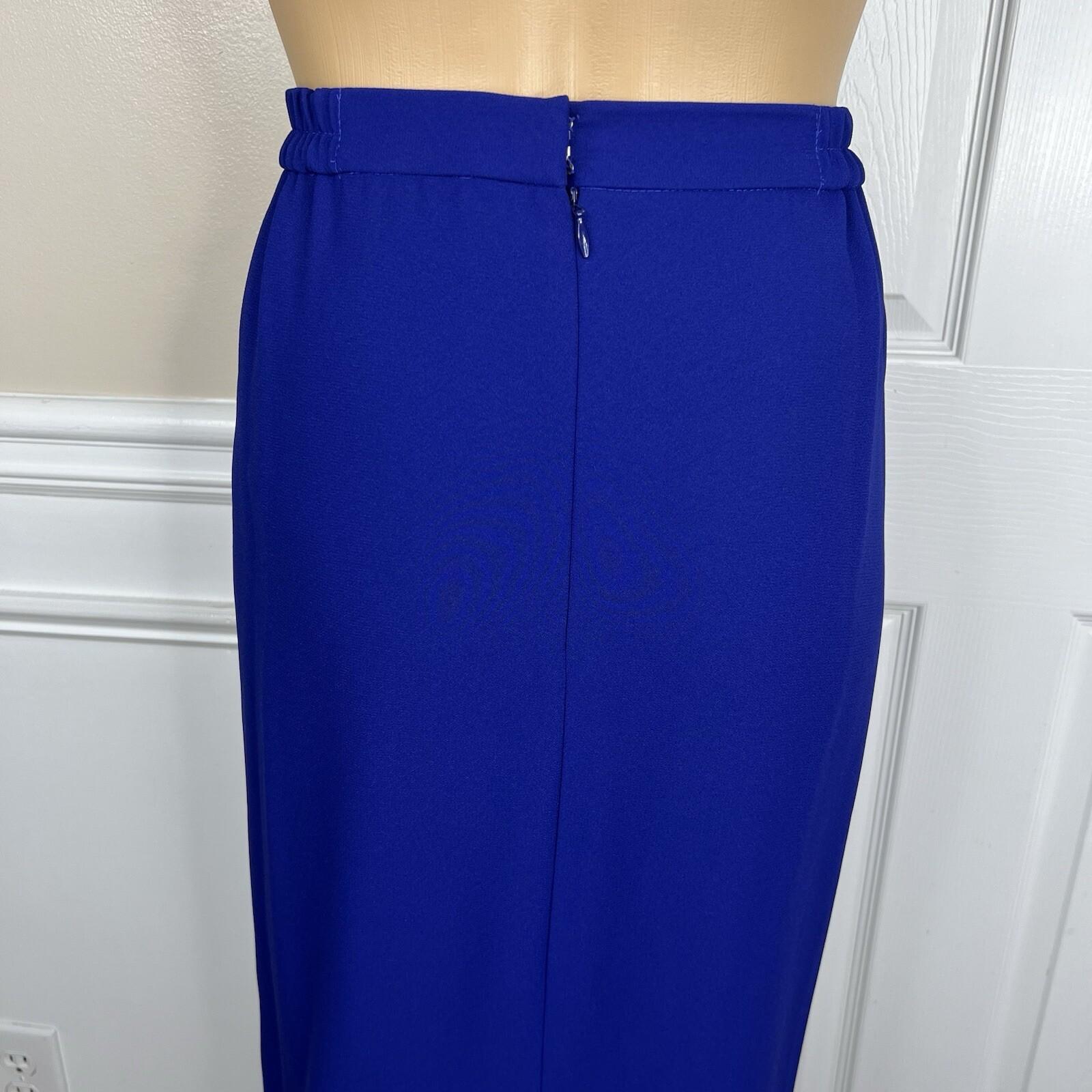 Moshita Couture Women Polyester Skirt Suit 14 Blue Beaded Lined Cocktail 2PC
