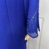 Moshita Couture Women Polyester Skirt Suit 14 Blue Beaded Lined Cocktail 2PC