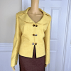 Le Suit Polyester Skirt Suit 14 Yellow Brown Double Breasted Wide Collar 2PC