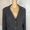 John Meyer Polyester Pant Suit 14 Solid Black Lined Peak Collar Embellished 2PC