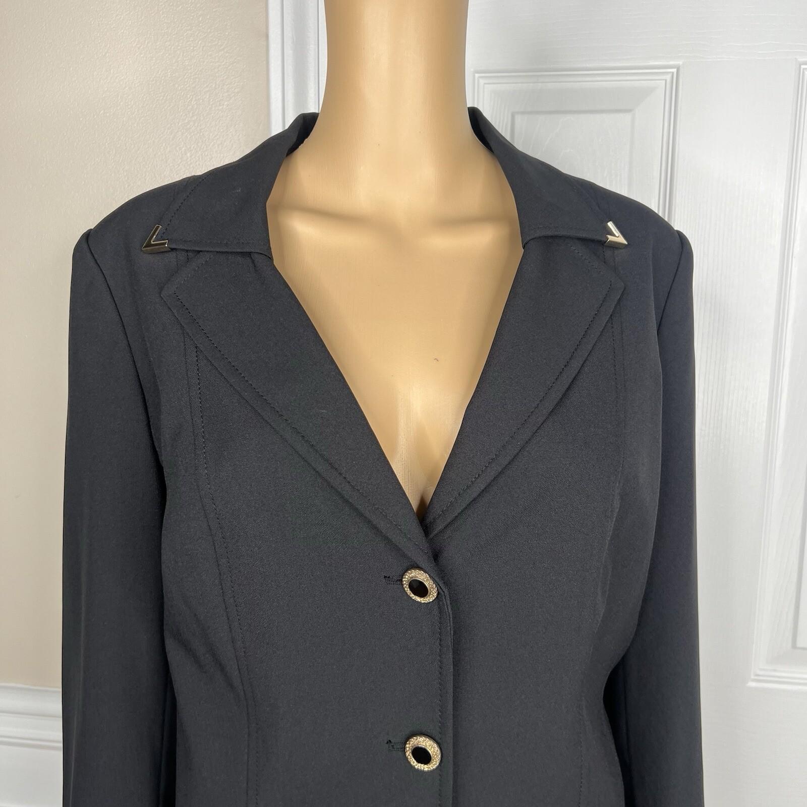 John Meyer Polyester Pant Suit 14 Solid Black Lined Peak Collar Embellished 2PC