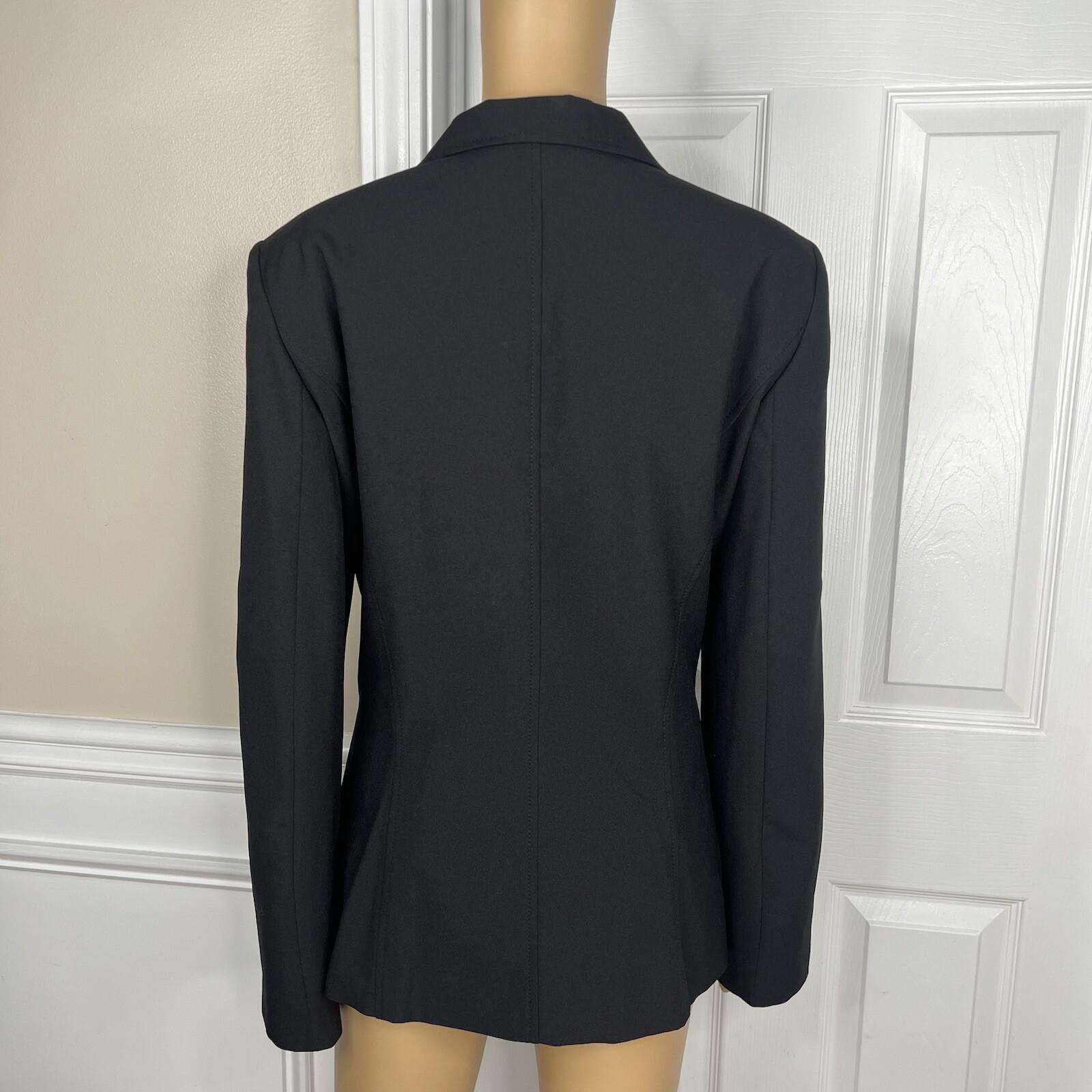 John Meyer Polyester Pant Suit 14 Solid Black Lined Peak Collar Embellished 2PC