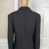 John Meyer Polyester Pant Suit 14 Solid Black Lined Peak Collar Embellished 2PC