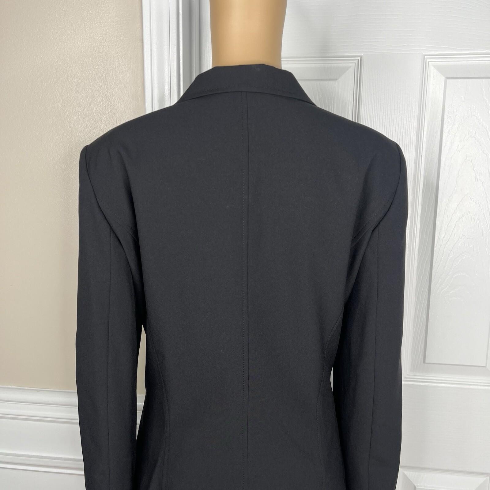 John Meyer Polyester Pant Suit 14 Solid Black Lined Peak Collar Embellished 2PC