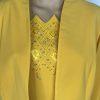 Natalli Barri Women Polyester Blazer Top 12 Beaded Yellow Mid Length 2PC New