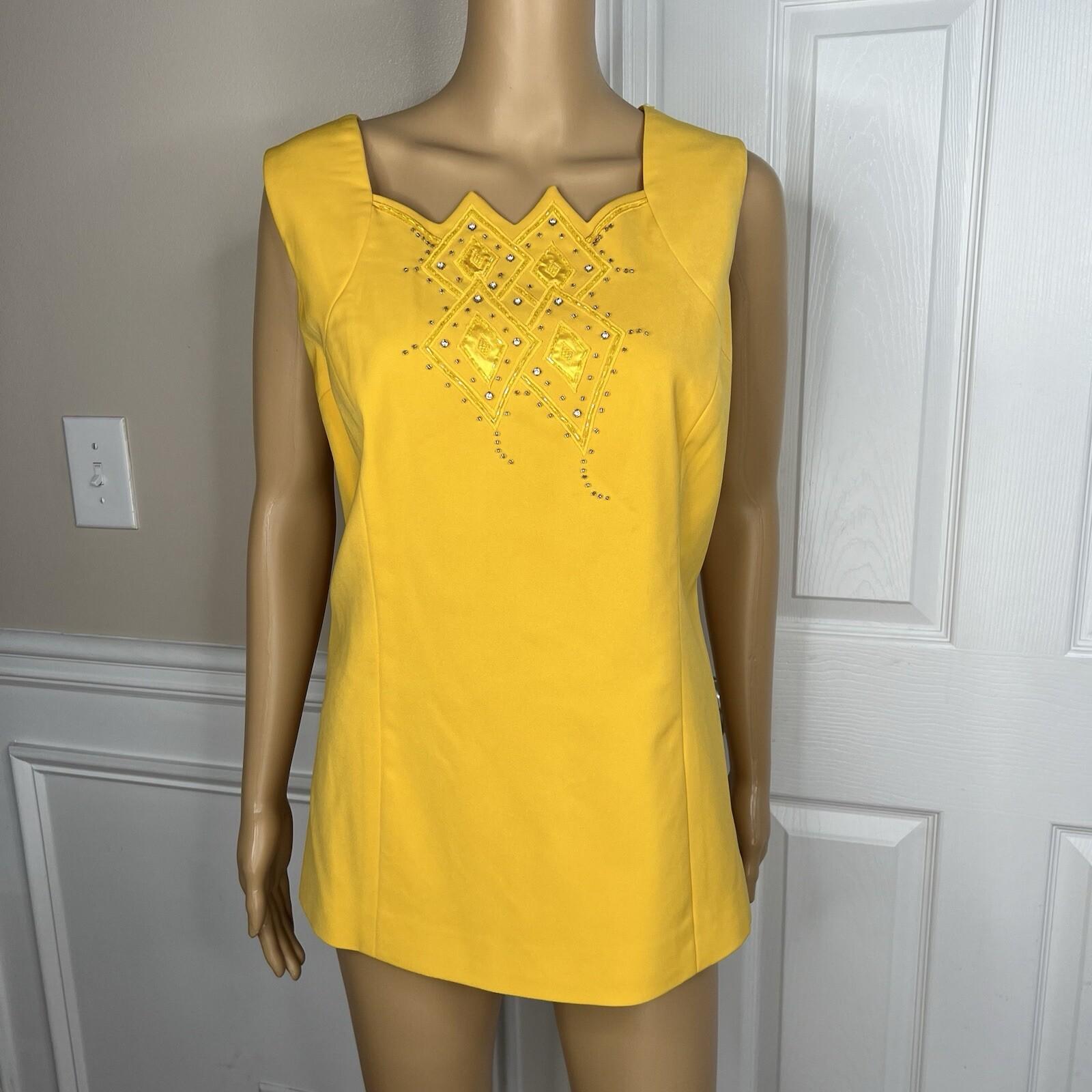 Natalli Barri Women Polyester Blazer Top 12 Beaded Yellow Mid Length 2PC New