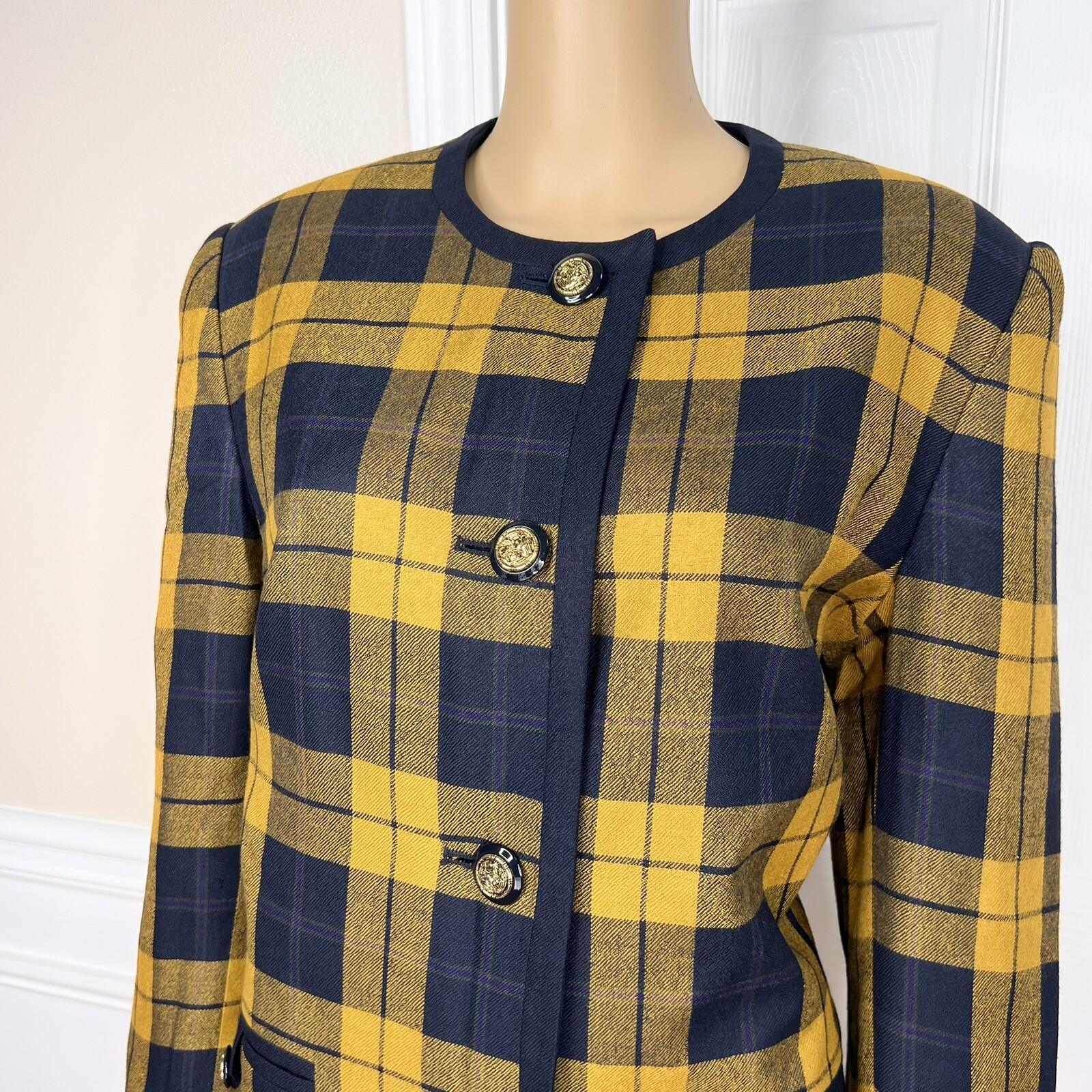 KASPER ASL VTG Multicolor Spun Rayon Collarless Career Cocktail Blazer Size 12