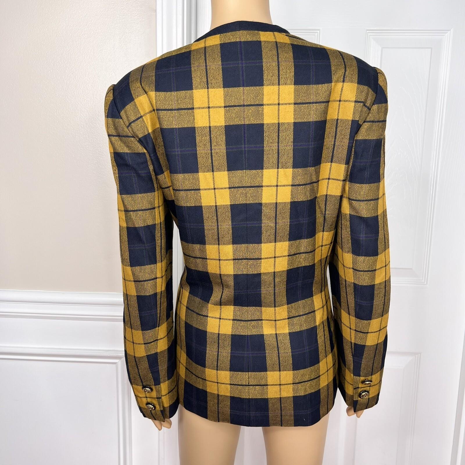 KASPER ASL VTG Multicolor Spun Rayon Collarless Career Cocktail Blazer Size 12