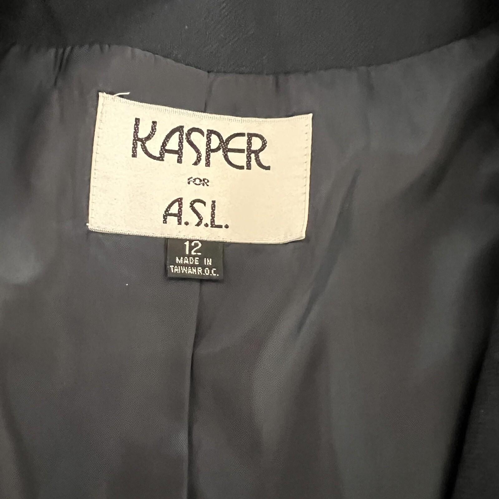 KASPER ASL VTG Multicolor Spun Rayon Collarless Career Cocktail Blazer Size 12
