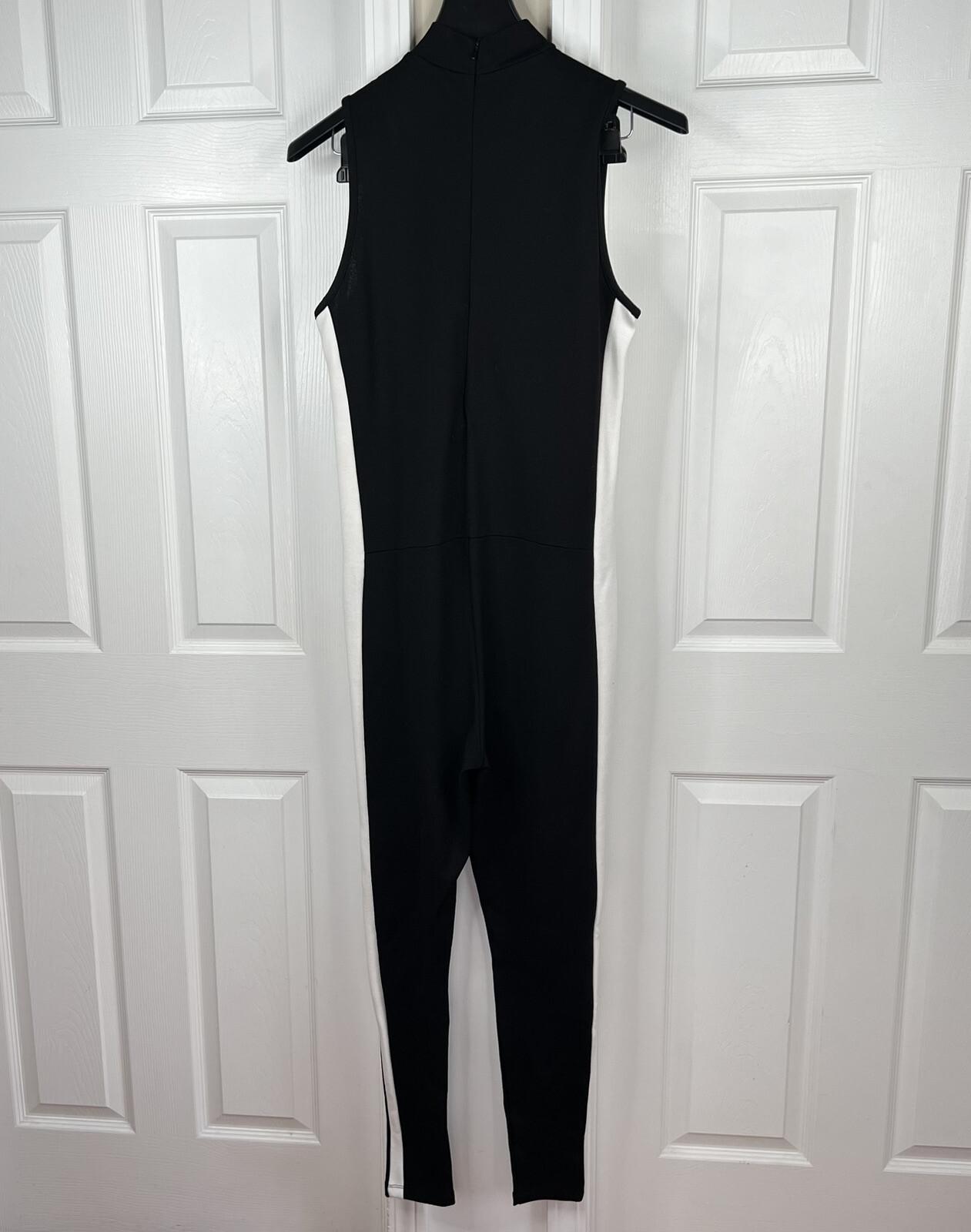 Puma Black White Full Body Slimming Slender Overall Jumpsuit Tight Fit Size XXL