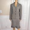 EVAN PICONE 2PC Gray Striped Polyester Rayon Stretch  Career Skirt Suit Size 10